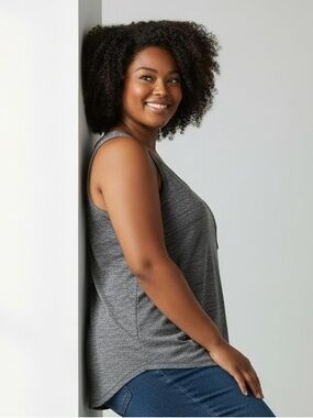 Desfios Grey Women’s Tank Top w/ front pocket, Size Large